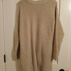 Women's Beige Oversized Sweater Tunic